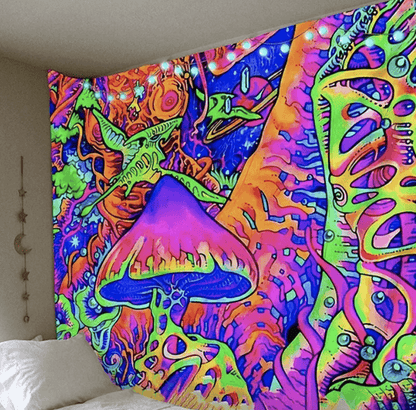 Trippy Hippy Mushroom Tapestry