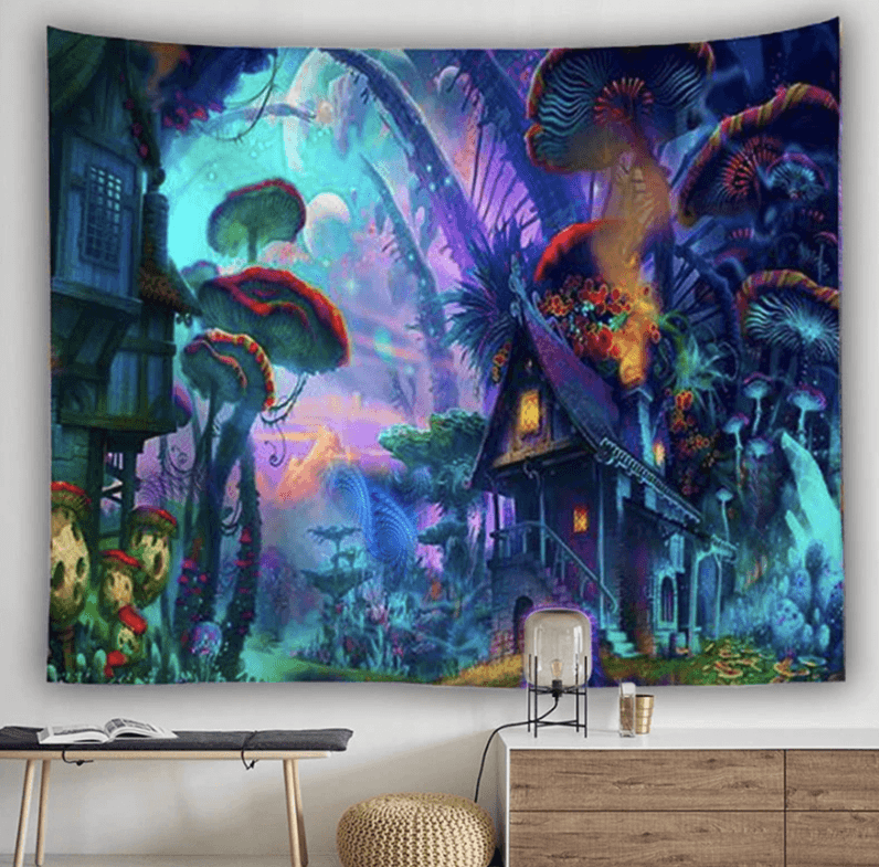 Magical Mushroom Forest Tapestry